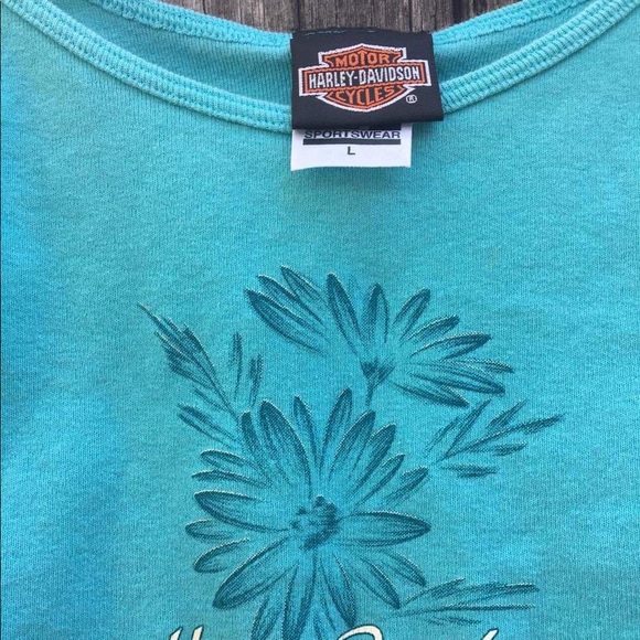 90s Vtg Harley Davidson Flowers Maryland Crop Top - Picture 2 of 4